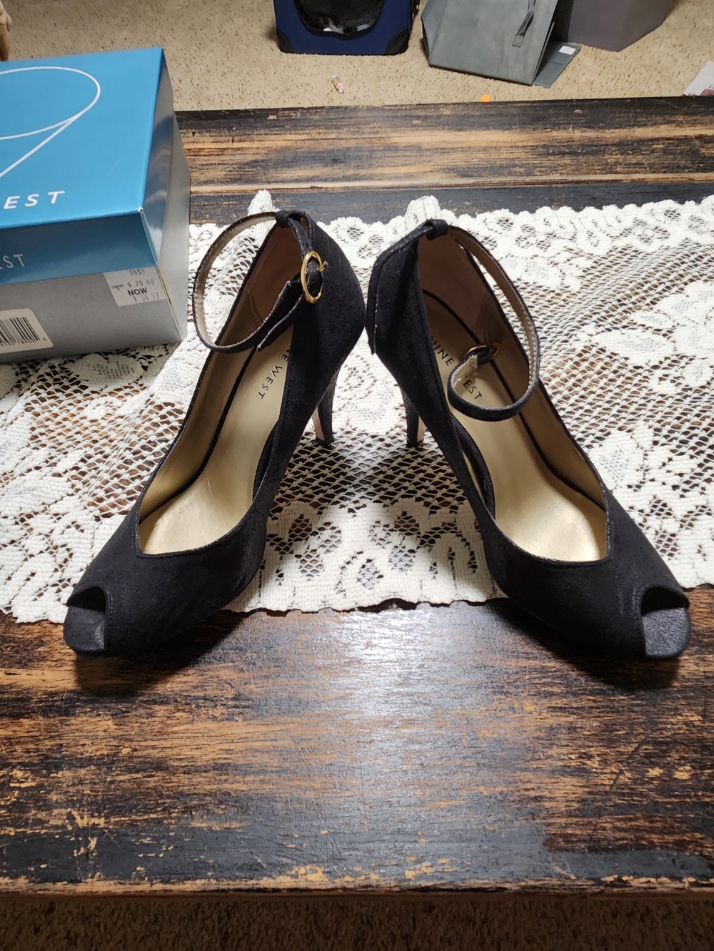 Nine West "Adieuby" Black Suede Pumps / Heels - Size 6M